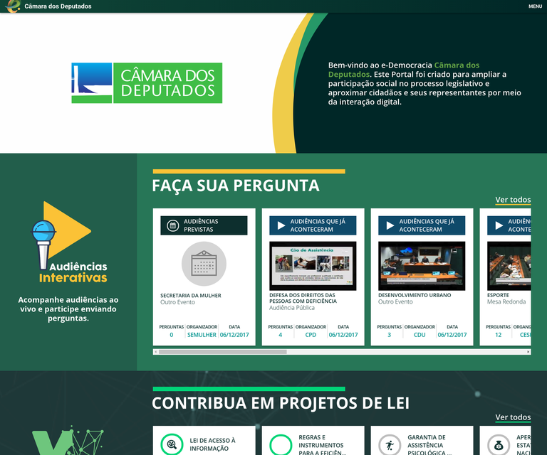 Imagem da página principal do Portal E-democracia da Câmara Municipal de Nova Friburgo