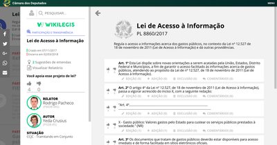 Wikilegis página de edição da legislação