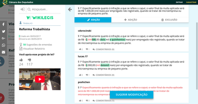 Wikilegis página de edição da legislação