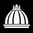 Imagem em preto e branco de uma cúpula.