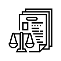 ícone de uma balança símbolo da justiça e no fundo quadrados reprentando as leis como é o caso do Regimento Interno.