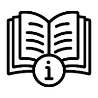 ícone de um livro com o símobolo de informação.