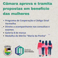 Câmara aprova e tramita propostas em benefício das mulheres